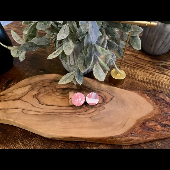 Hand Crafted Jewelry - Handmade Clay Earrings | Pink.& White Circle Studs